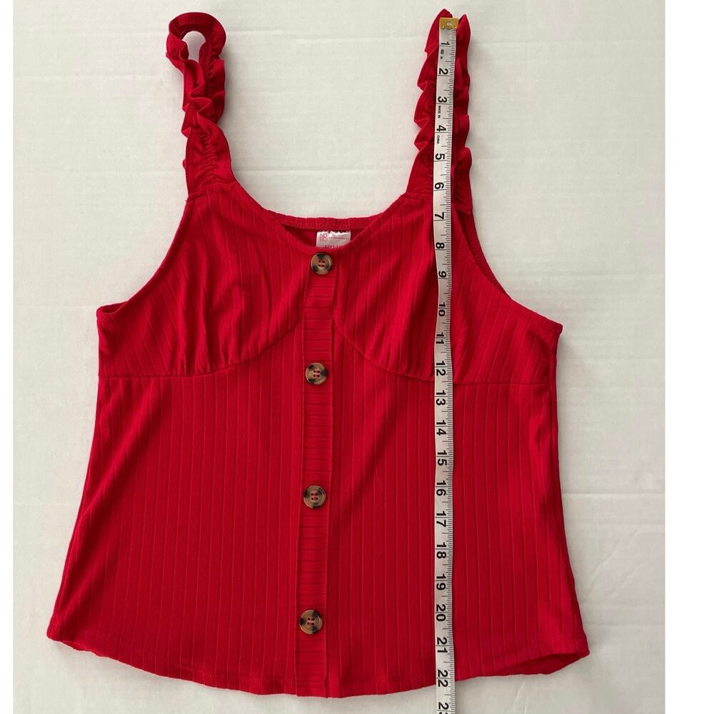 No Boundaries Red Babydoll Cami Juniors Size L Ruffle Straps Stretchy Layer Y2K - Picture 7 of 11